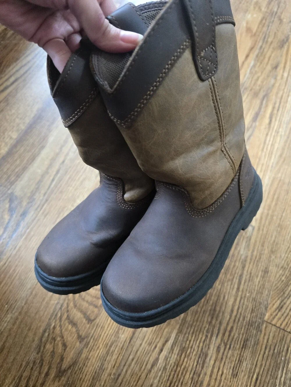 Brown Leather Kids Pull-On Boots